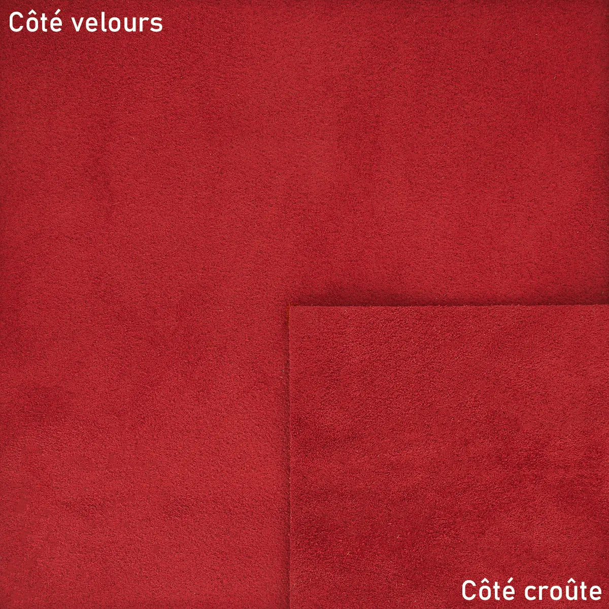 Croûte de cuir velours - rouge U04 - Deco cuir