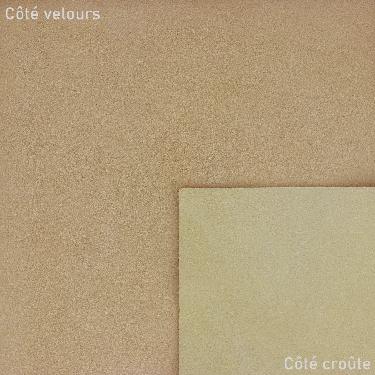 Croûte de cuir velours beige sable U12 - Deco cuir
