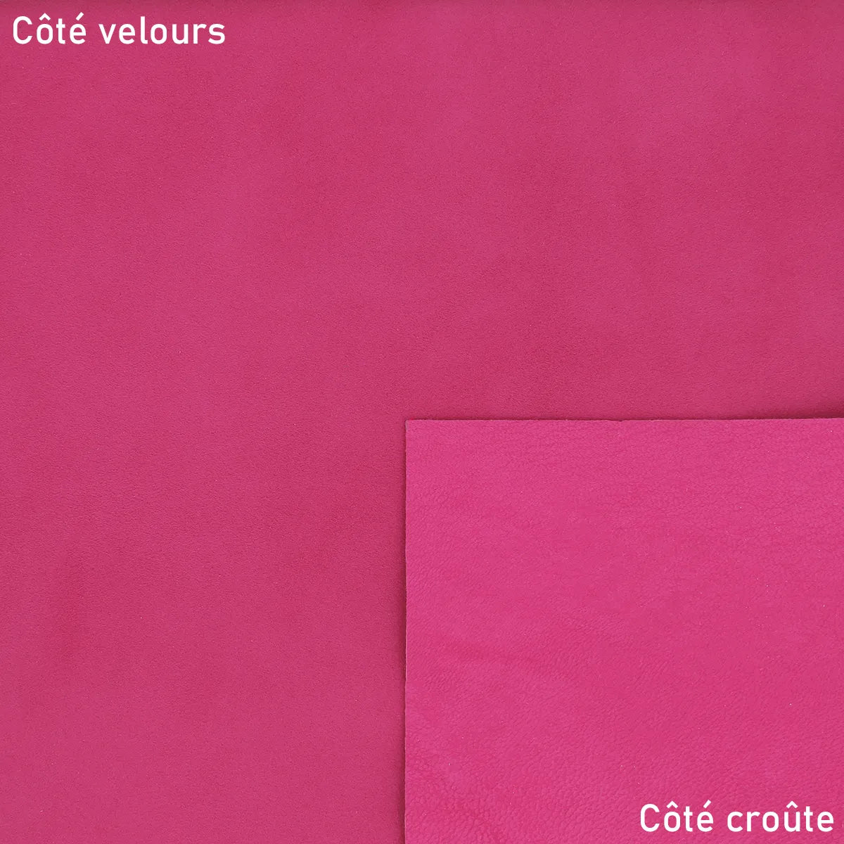 Croûte de cuir chèvre velours rose fuchsia U28 - Deco cuir