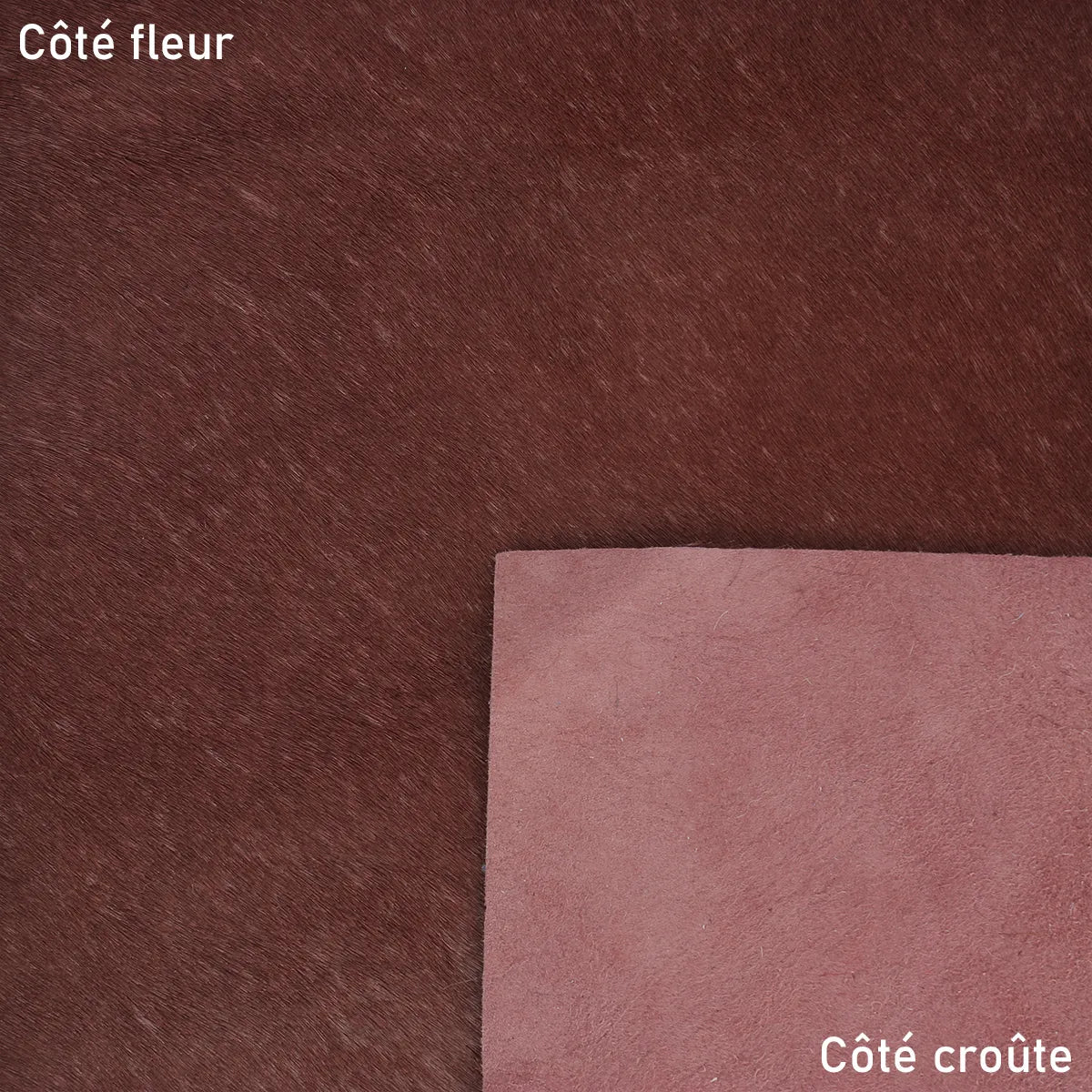 Cuir à poils rouge foncé, cuir de veau idéal pour la fabrication d'accessoire et objet décoratif