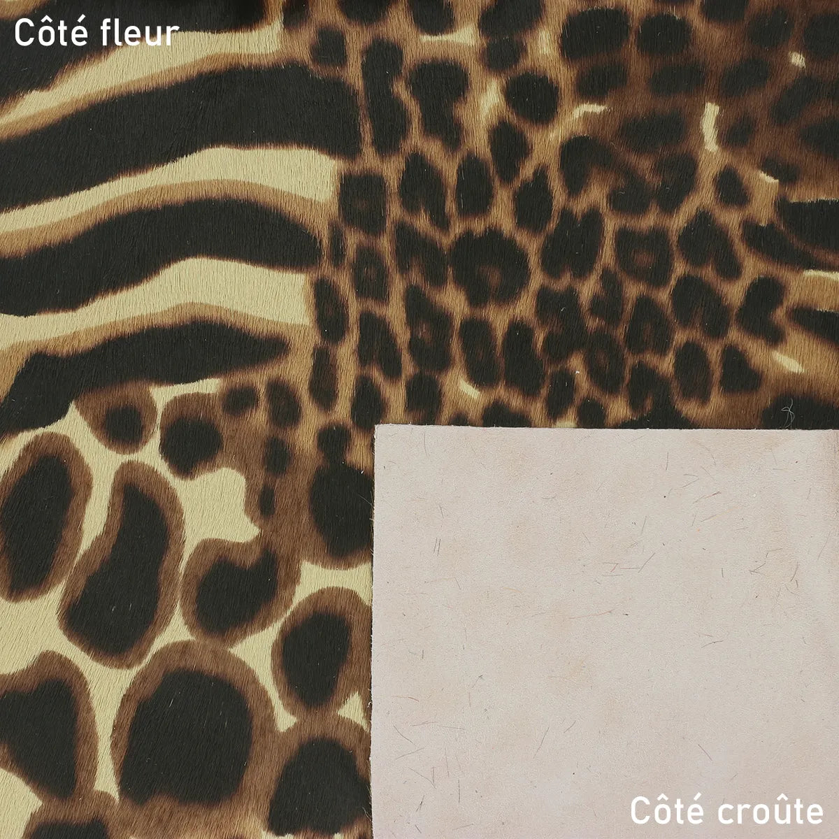 Cuir à poils à motifs léopard, cuir très souple idéal pour la conception d'articles de mode, coussins...