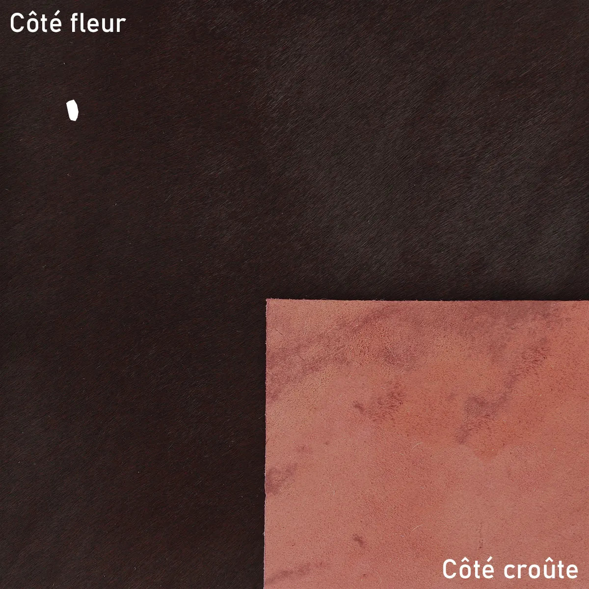 Cuir de veau à poils bordeaux, cuir 2ème choix à prix réduit, idéal pour la fabrication de petits projets, tests, prototypes...
