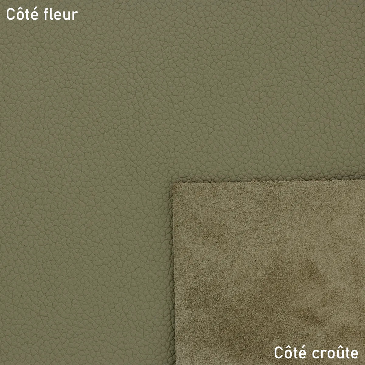 Pièce de cuir de vachette grainé vert de la collection Océan. Pièce de cuir pour réaliser portefeuille, porte-cartes, pochette, accessoire...