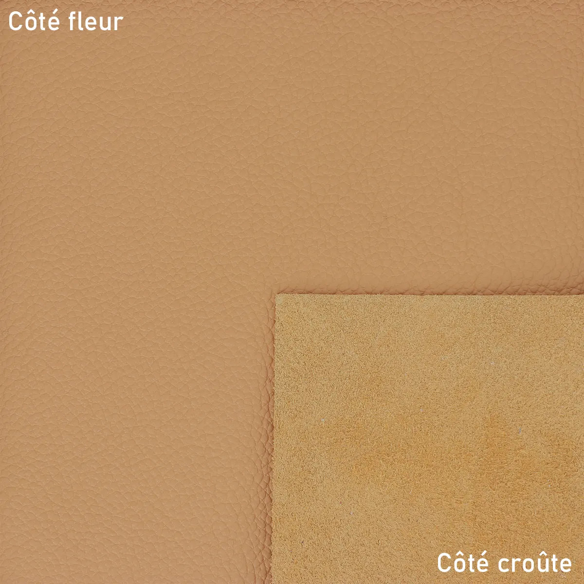 Peau de cuir de vachette OCÉAN Praline, cuir authentique souple et texturé, pour projets de maroquinerie ou décoration.