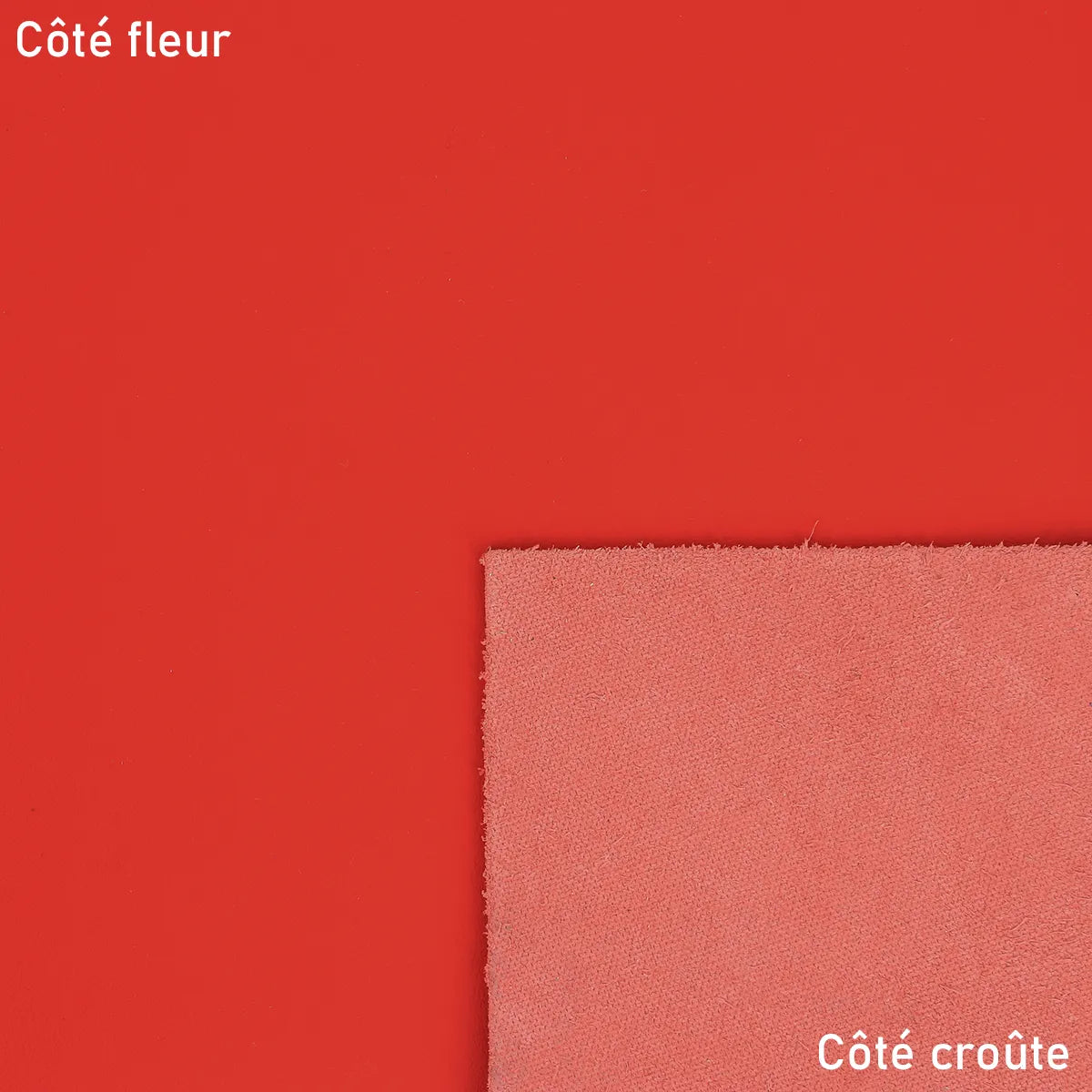 Peau de cuir de vachette rouge mat VENUS, cuir lisse de haute qualité, pour projets de maroquinerie ou décoration.