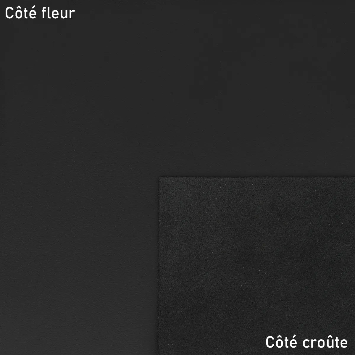 Peau de cuir de vachette lisse noire, qualité supérieure, pour projets de maroquinerie ou couture.