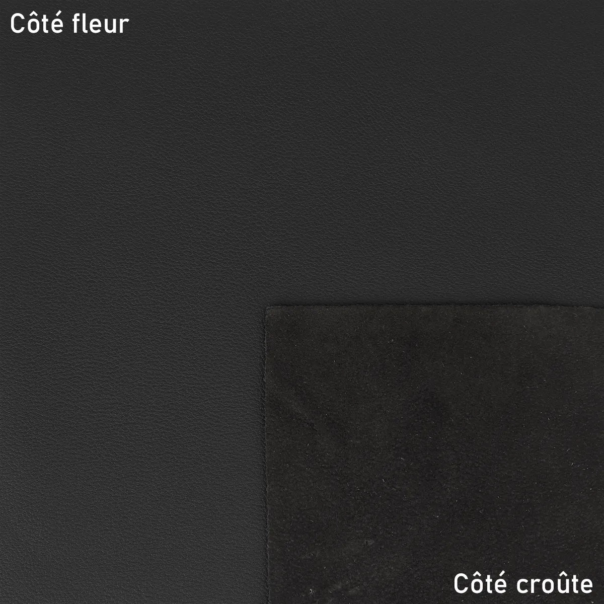 Cuir nappa noir. Cuir lisse, fin et souple qui s'adapte parfaitement pour la fabrication de portefeuille, porte-monnaie, maroquinerie, accessoire...