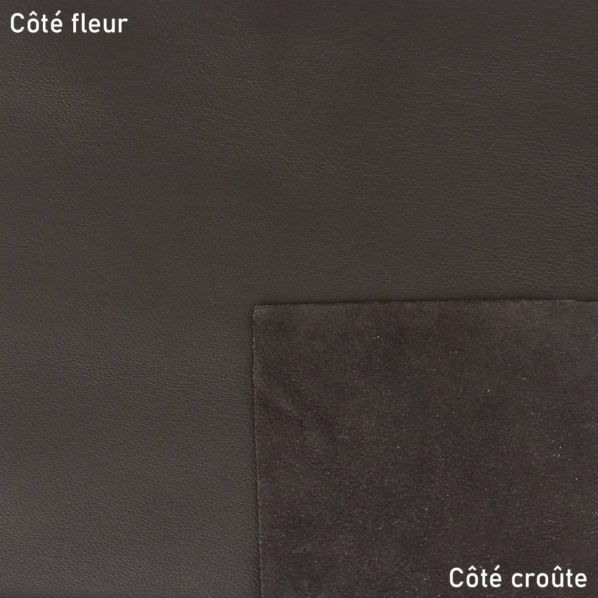 Cuir nappa marron ébène. Cuir lisse, fin et souple qui s'adapte parfaitement pour la fabrication de portefeuille, porte-monnaie, maroquinerie, accessoire...