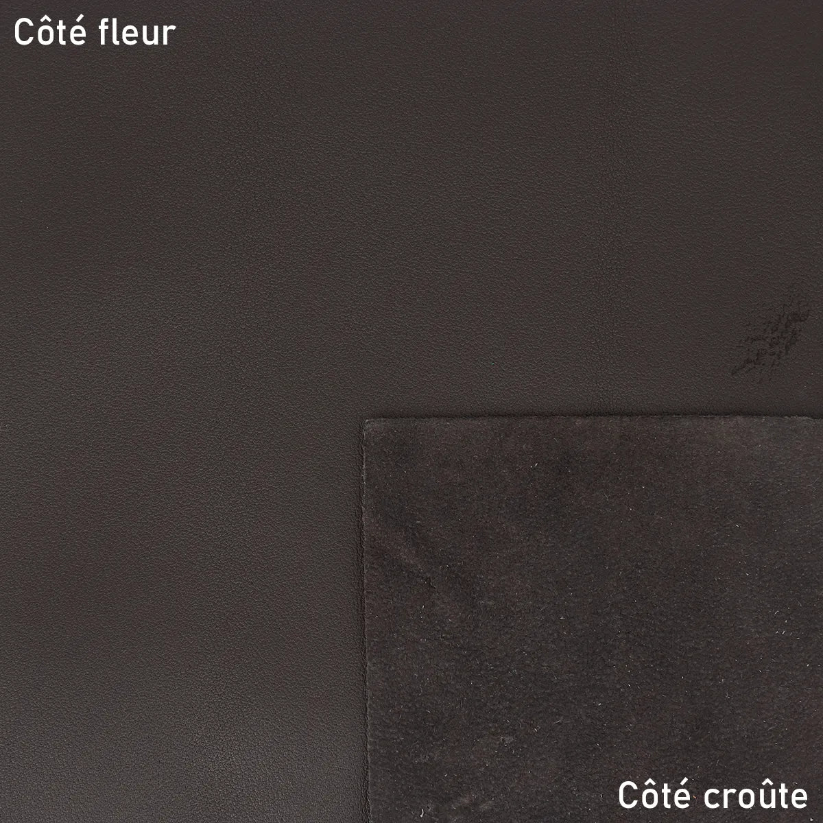 Cuir nappa marron foncé, cuir de 2ème choix idéal pour la réalisation de test et prototypes...