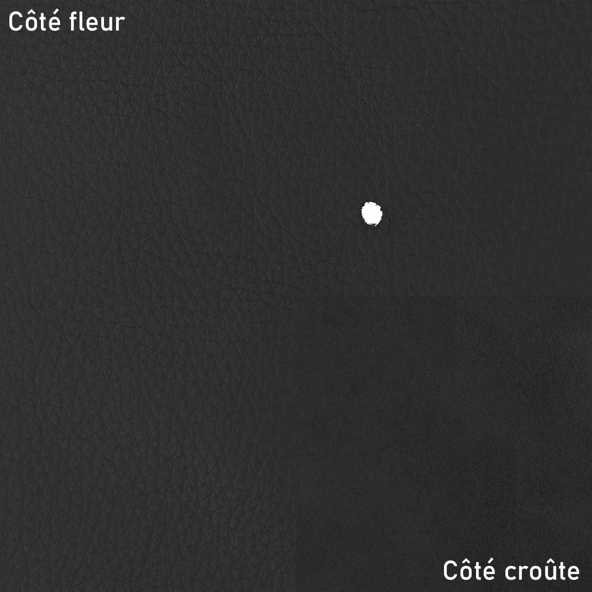 Cuir de cerf grainé couleur noir. Peau de cerf deuxième choix, idéale pour réaliser des tests, prototypes