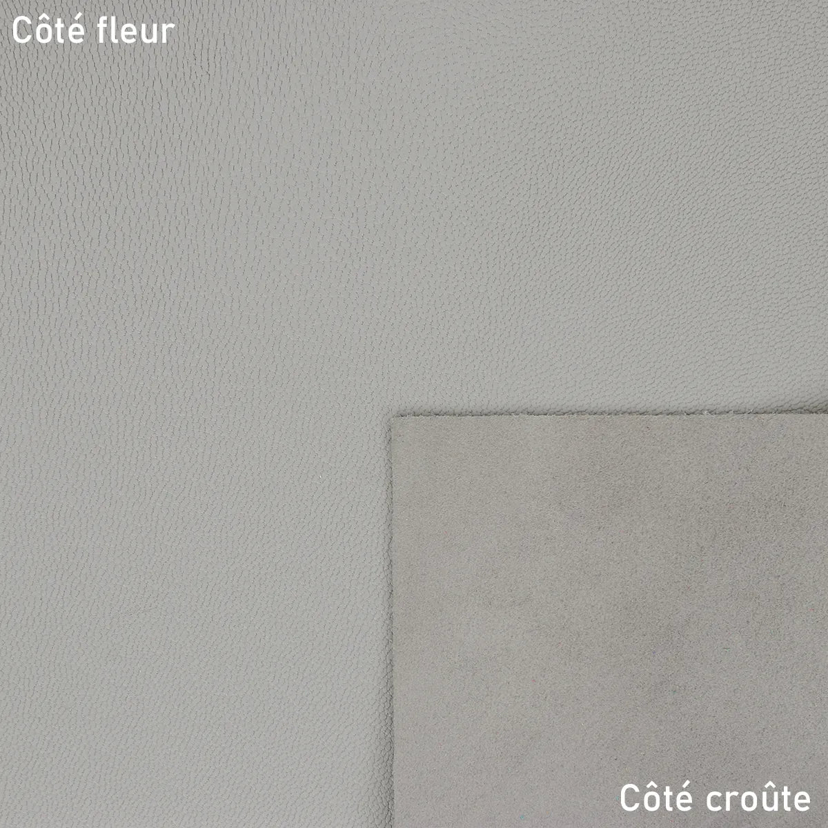 Peau de cuir de chèvre grainé gris V25, texture élégante, pour projets de maroquinerie ou couture, fabriquée par Autres.