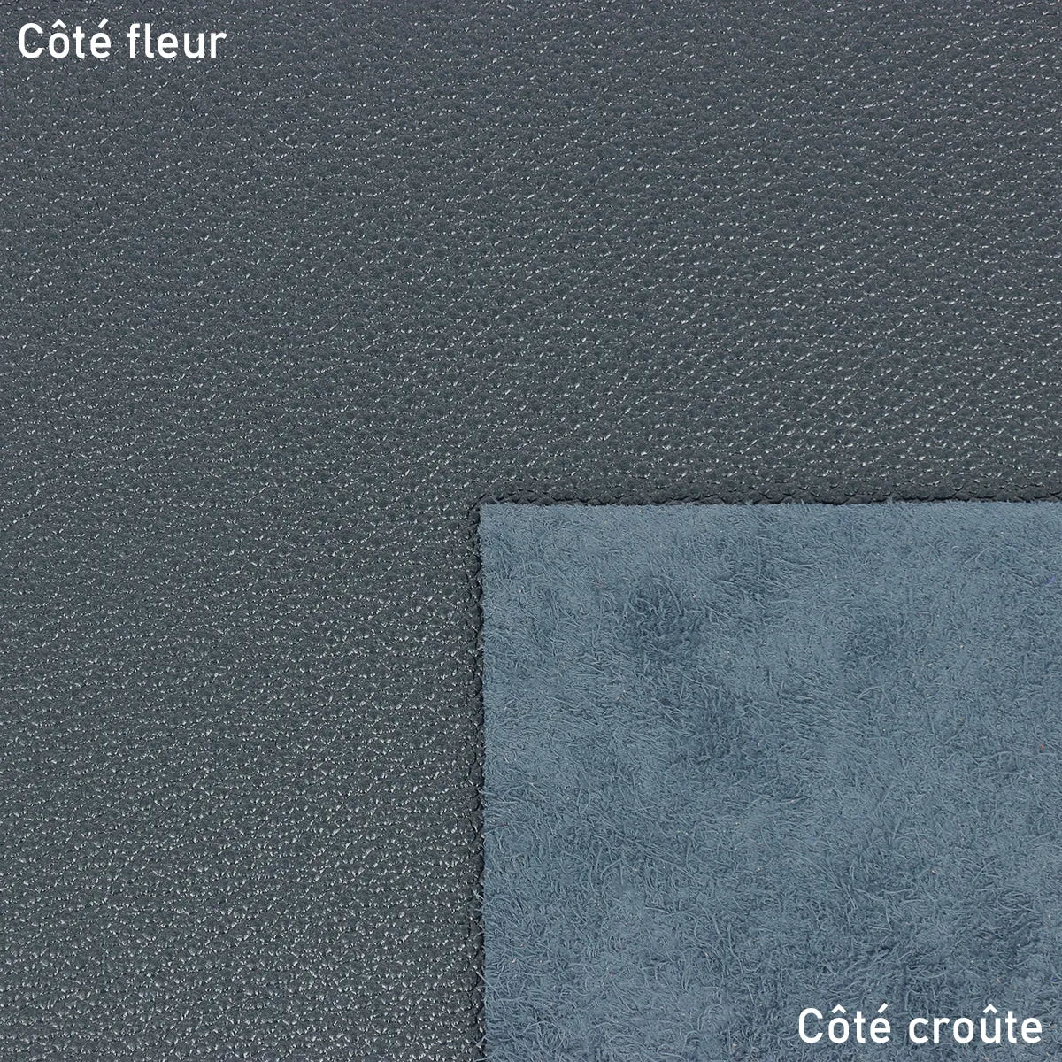 Morceau de cuir grainé couleur bleu marine métallisé. Cuir métallisé pour des créations uniques et originales