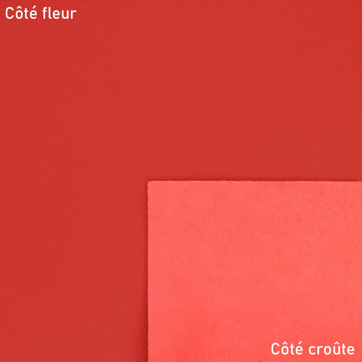 Peau de cuir de chèvre grainée rouge V31, tissu souple et texturé, idéal pour la maroquinerie ou la couture.