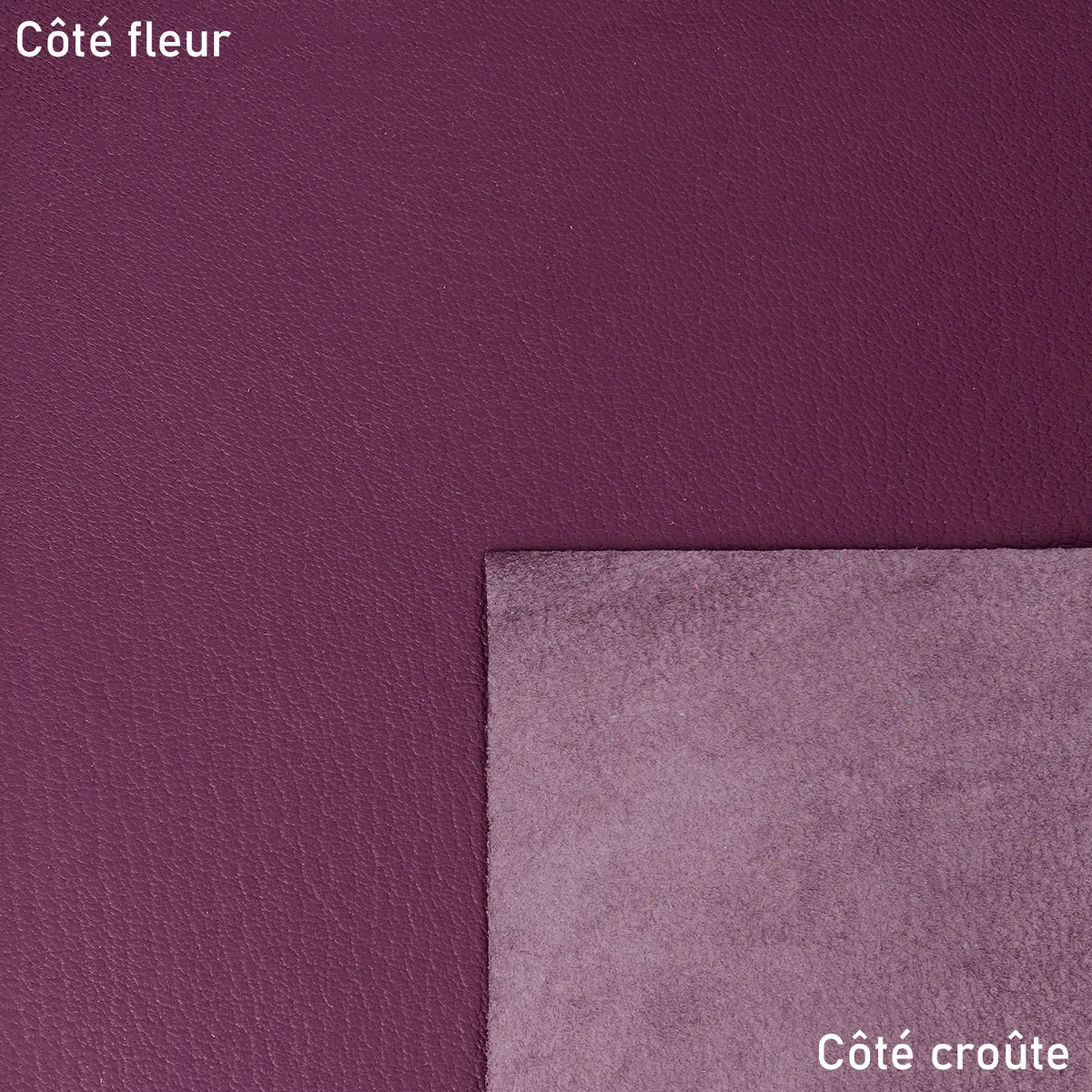 Peau de cuir de chèvre grainé violette orchidée, texture élégante, pour création de maroquinerie ou accessoires de mode.