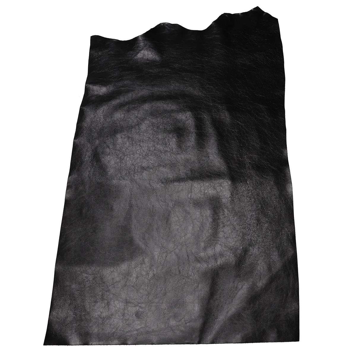 Peau entière de cuir de vachette noir brillant façon froissé idéal pour la fabrication de maroquinerie 