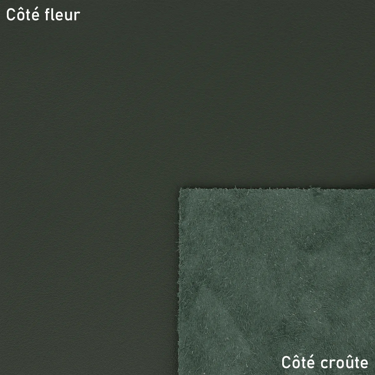 Cuir de vachette lisse vert empire, cuir idéal pour la fabrication de maroquinerie, décoration et accessoire