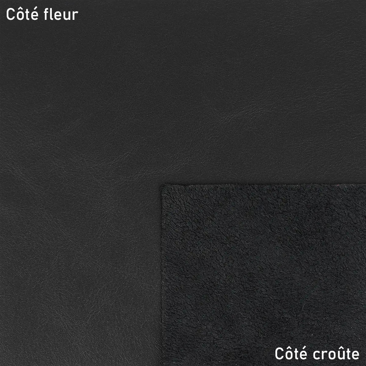 Cuir de veau lisse noir.