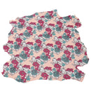 Peau entière en cuir d'agneau avec imprimé floral aux tons roses, bleus et blancs