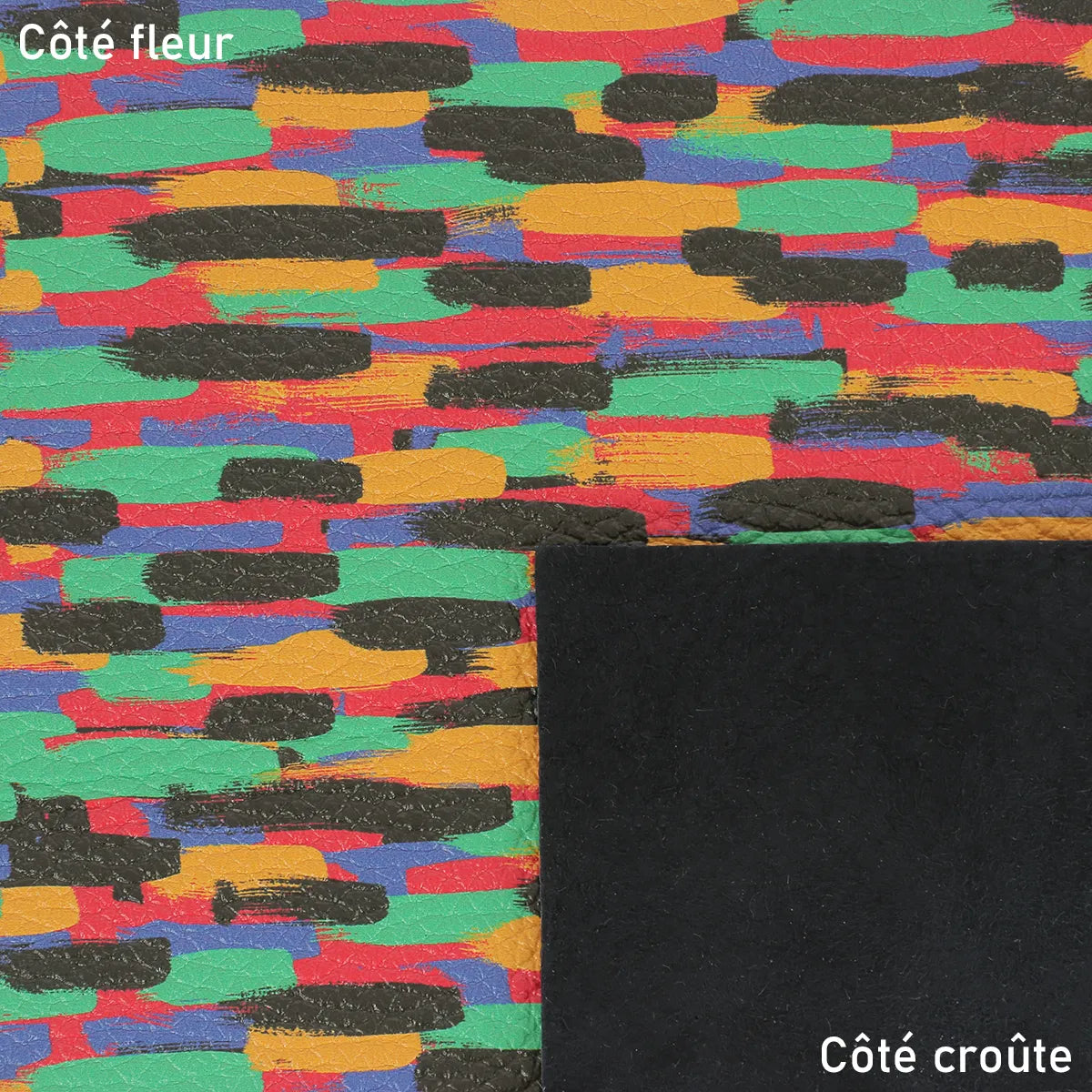 Cuir de cerf fantaisie multicolore. Cuir original avec un grain naturel, très souple idéal pour la confection de petite maroquinerie, vêtement, artisanat... 