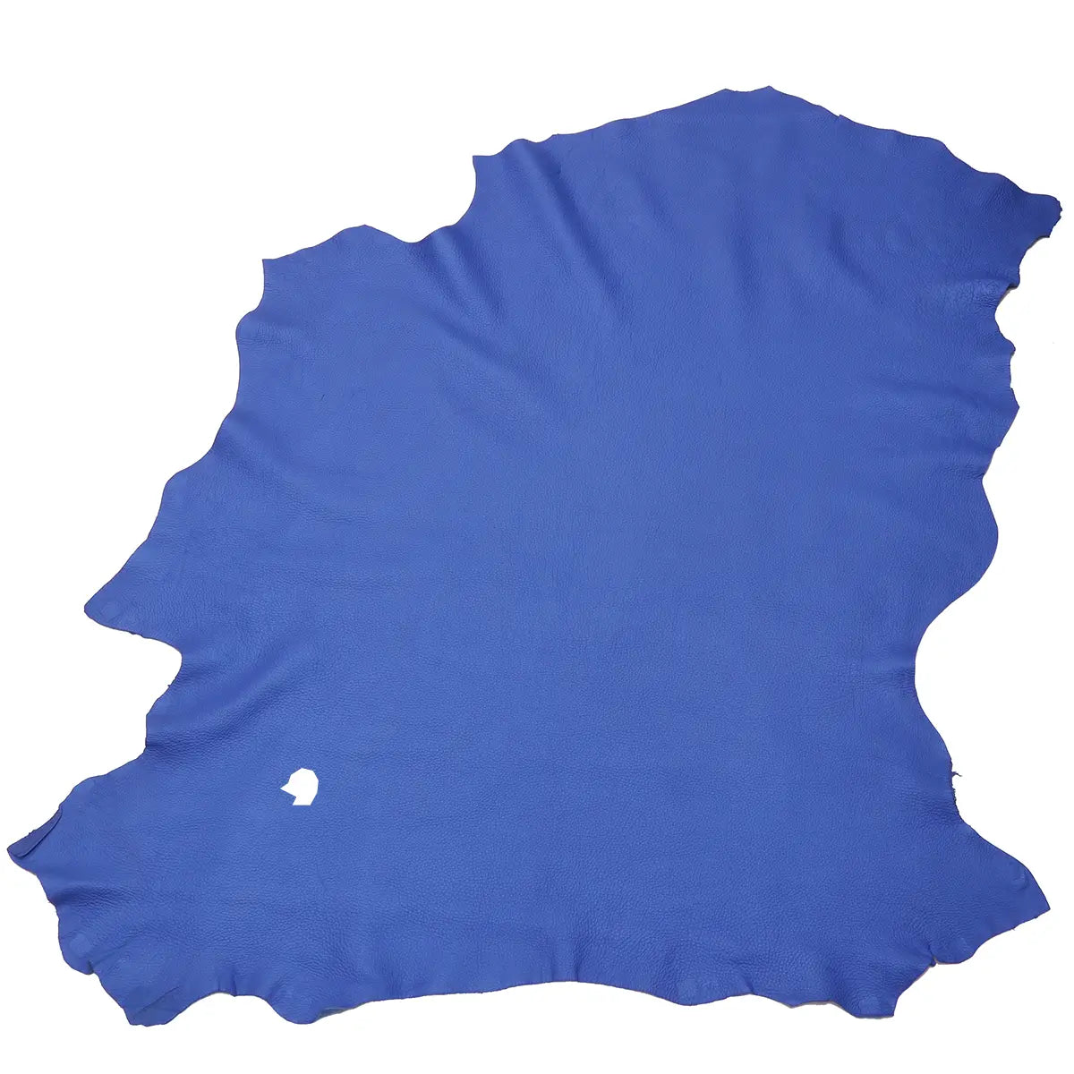 Peau entière en cuir de cerf bleu cobalt. Cuir très souple, à prix réduit car petit défaut présent