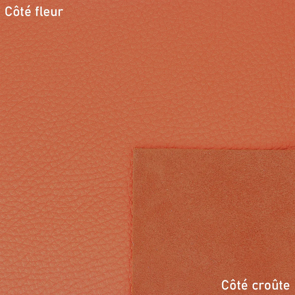 Cuir de cerf orange cuivré avec des reflets nacrés. Cuir pour réaliser vêtement, gant, gainerie, petite maroquinerie.