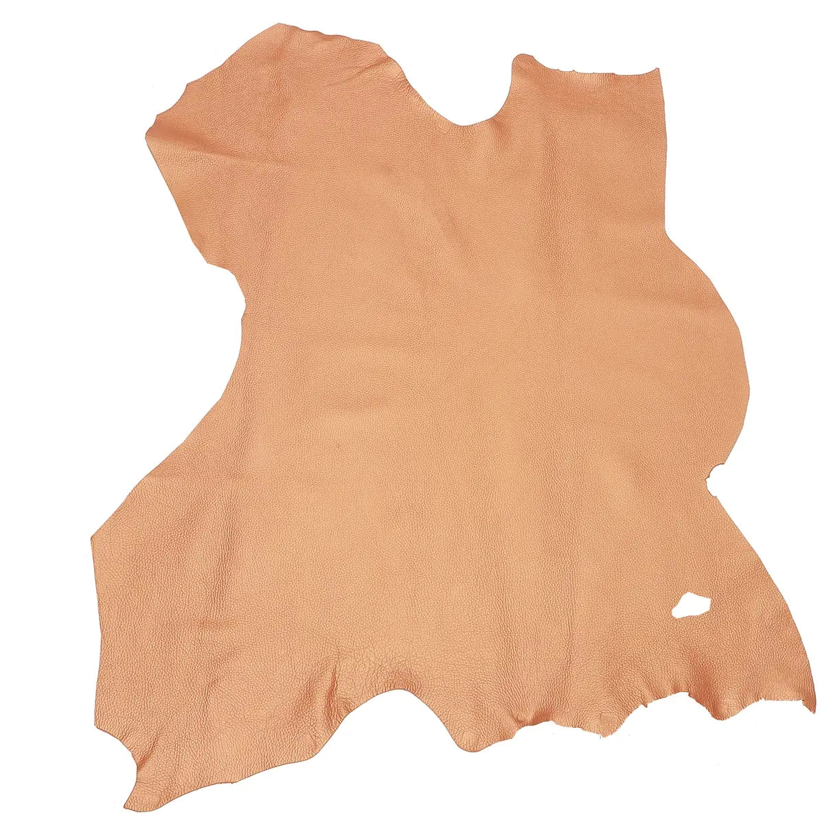 Peau entière de cuir de cerf rose saumon aux reflets métallisés. Cuir 2ème choix