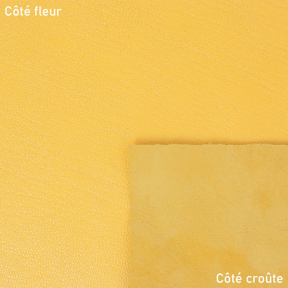 Cuir de chèvre nappa couleur jaune nacré, idéal pour apporter de la lumière et de la brillance à vos créations.