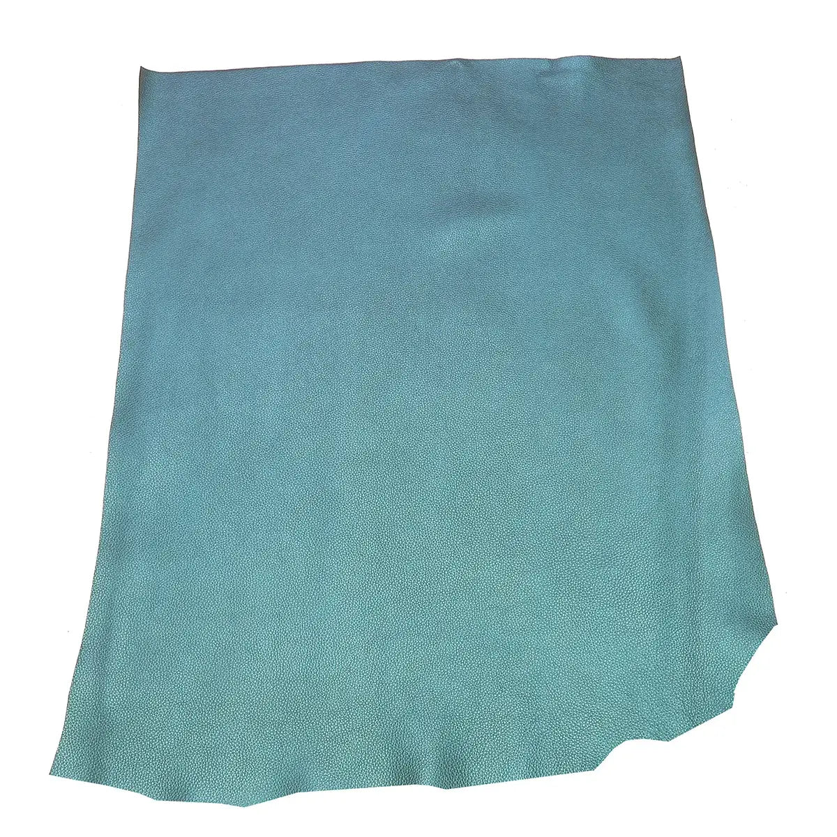 Peau entière en cuir de vachette grainée bleu paon