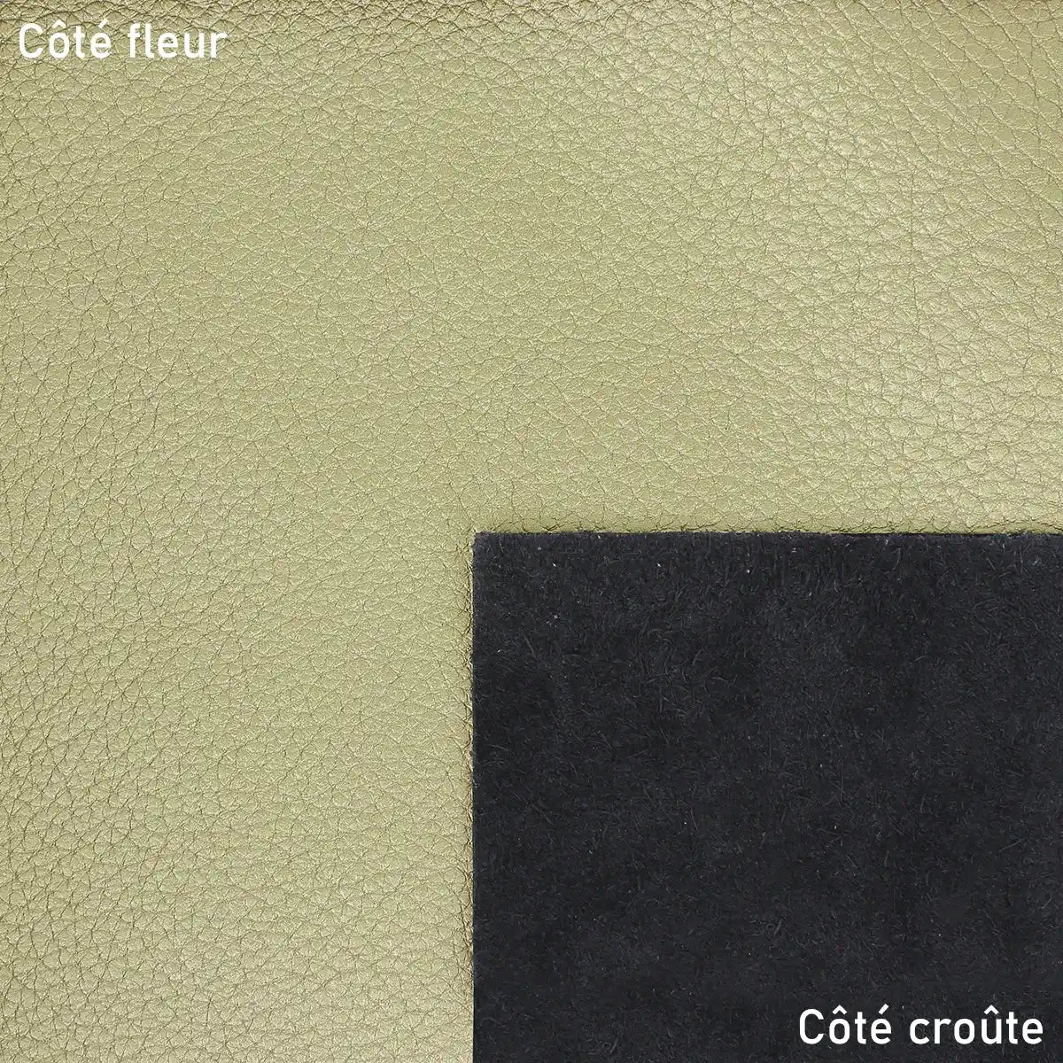 Peau de cuir grainé métallisé vert tilleul