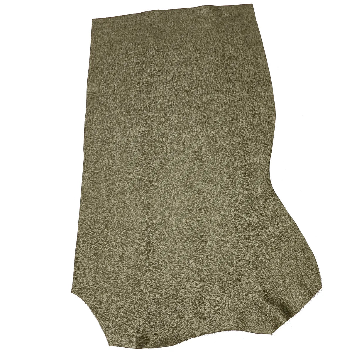 Peau entière en cuir de vachette grainée vert kaki métallisé