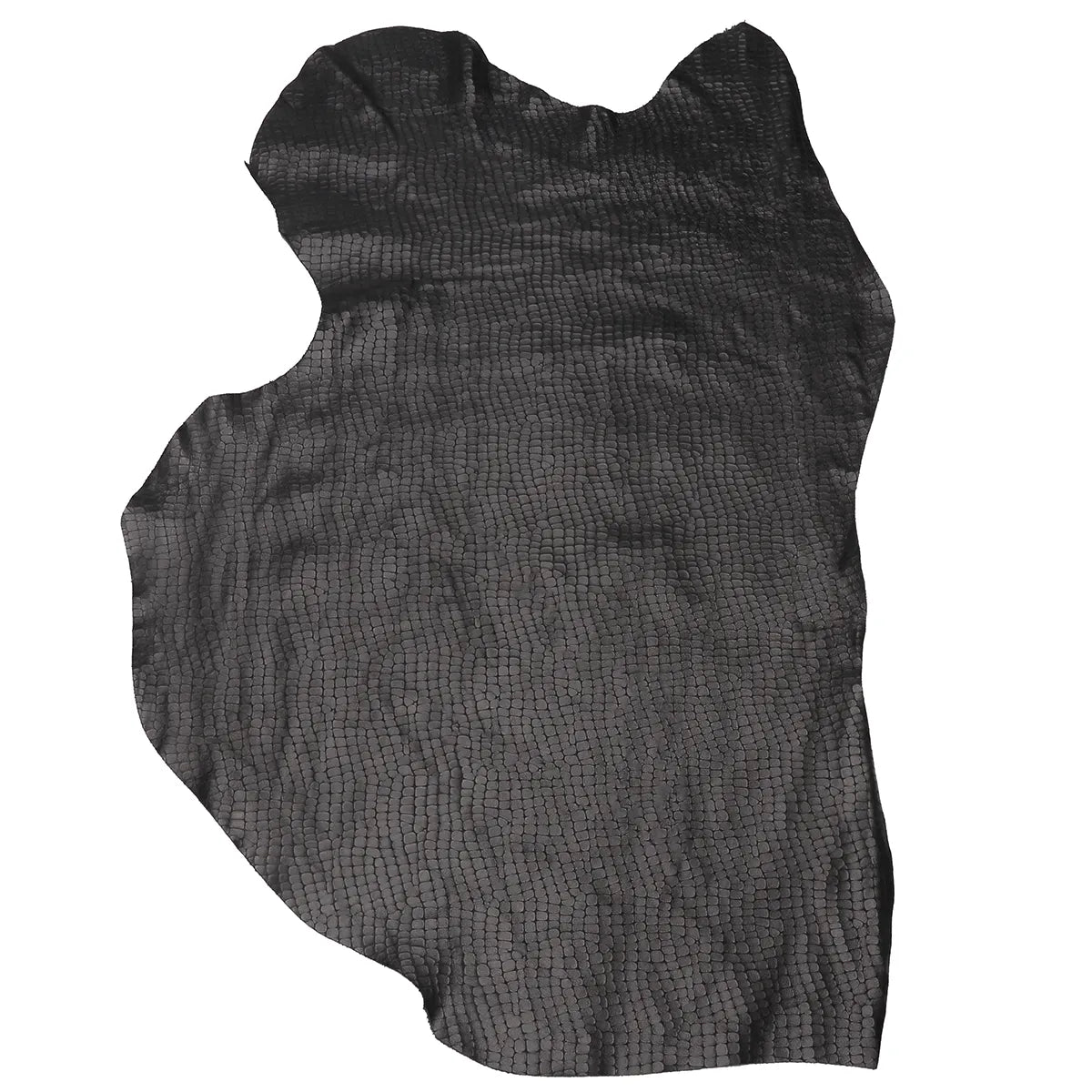 Peau entière en cuir de vachette noir à l'imprimé crocodile. 
