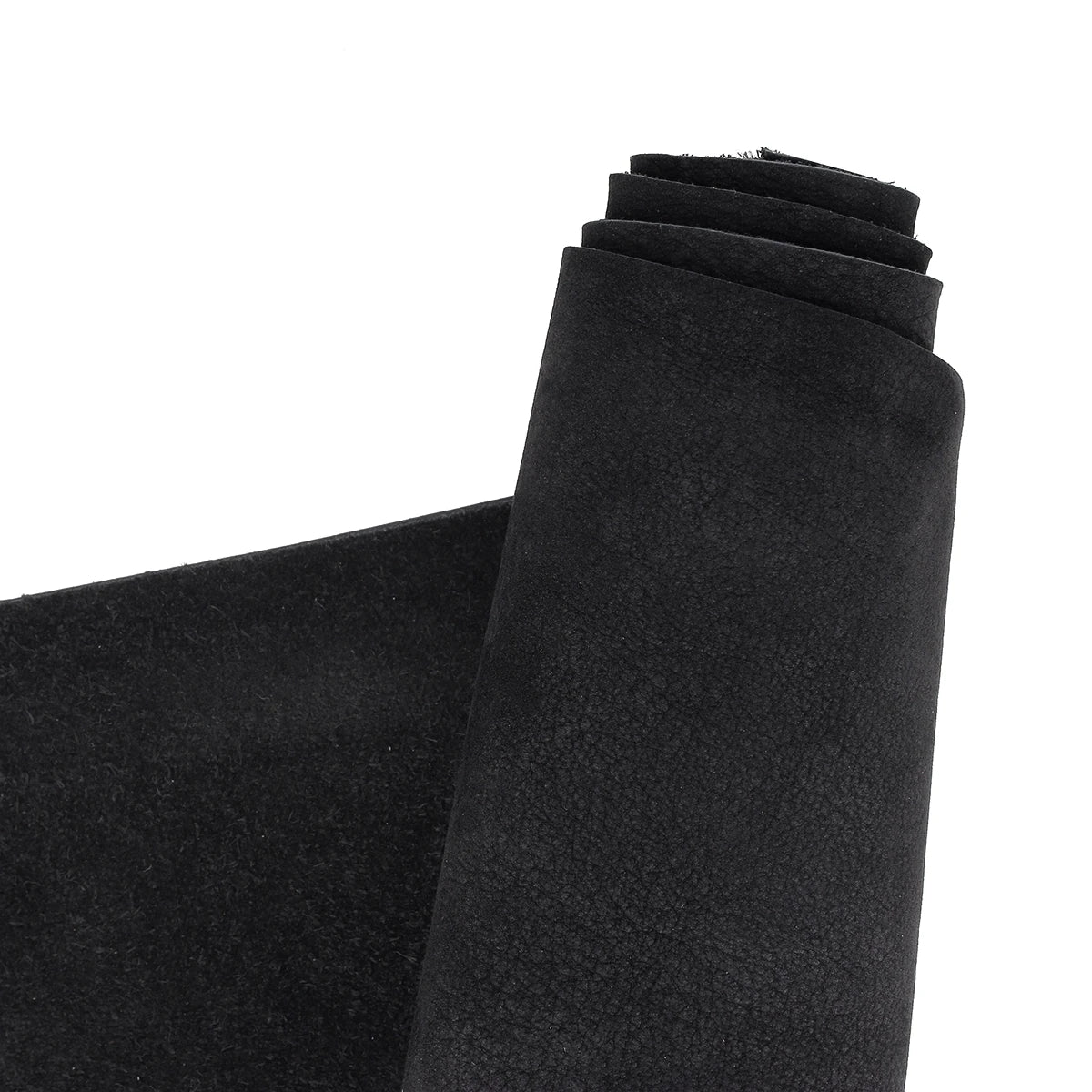 Peau de cuir nubuck noire. Cuir au toucher doux idéal pour la fabrication de maroquinerie.