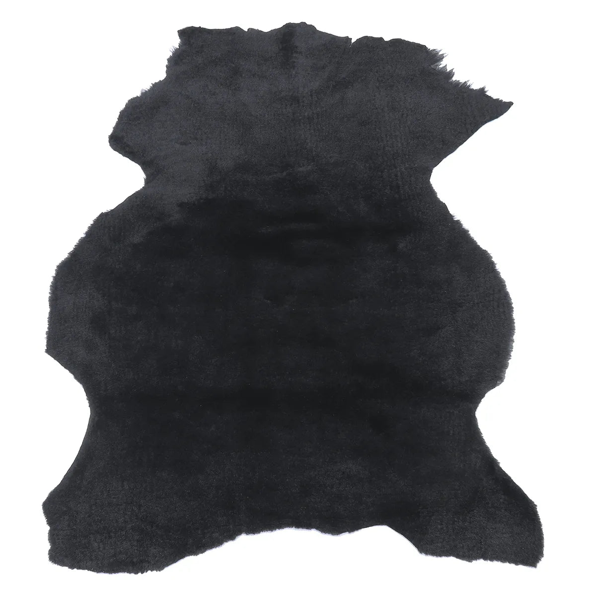 Peau entière en cuir de mouton lainé noire avec dos effet crocodile argenté