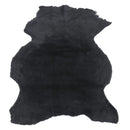 Peau entière en cuir de mouton lainé noire avec dos effet crocodile argenté