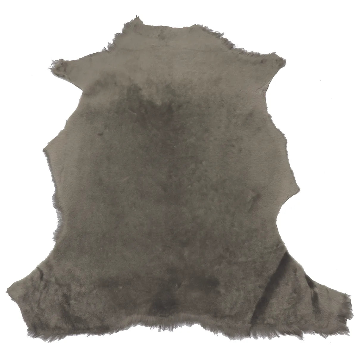 Peau entière en cuir de mouton lainé à poils lisses vert sauge foncé.