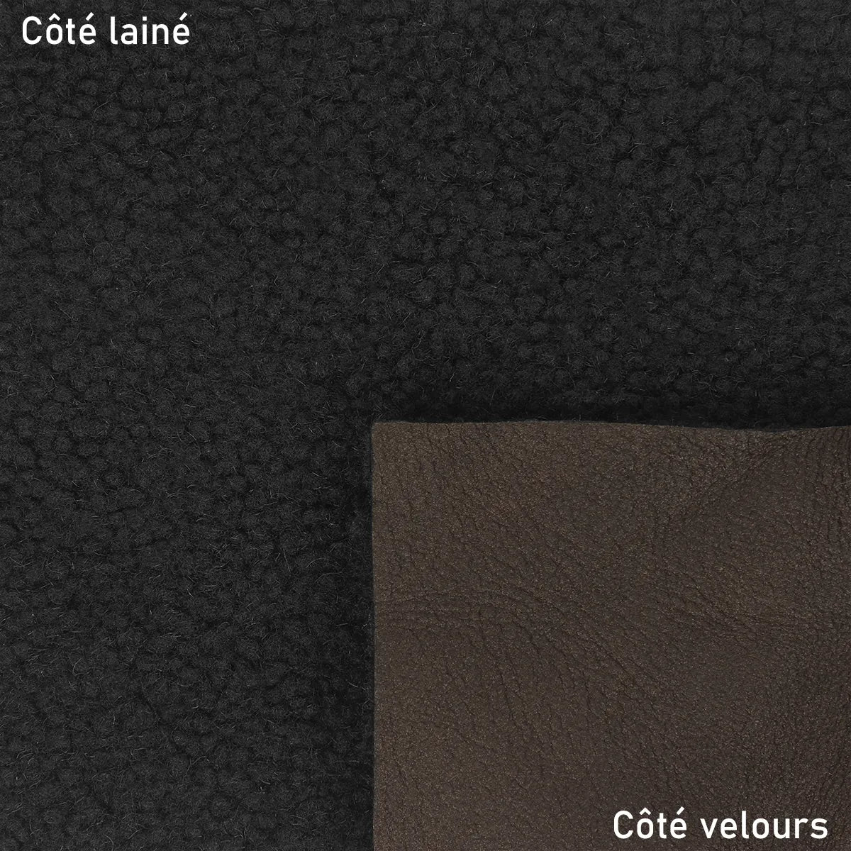 Cuir de mouton lainé bouclé avec dos en velours marron métallisé