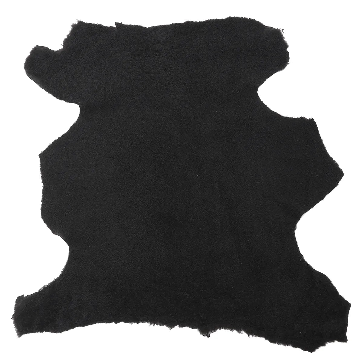 Peau de cuir de mouton lainé frisé noir idéal pour la réalisation de vêtement, bottes, chaussons, accessoires...