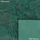 Cuir de mouton lainé vert canard avec poils longs et frisés