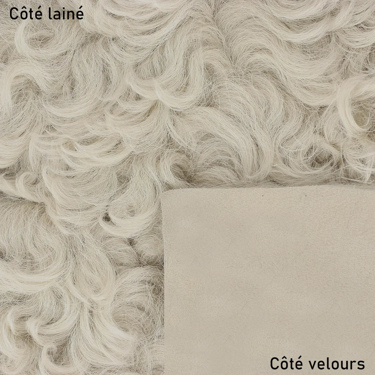 Peau de cuir de mouton lainé beige lin, idéal pour réaliser des projets originaux et uniques