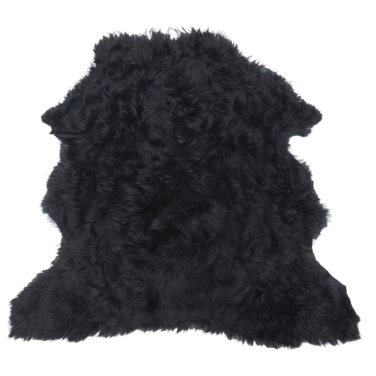 Peau entière en cuir de mouton lainé noir. Cuir doux et souple idéal pour la fabrication de vêtement, botte, chausson, accessoire...