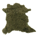 Peau entière en cuir de mouton lainé à poils longs vert foncé
