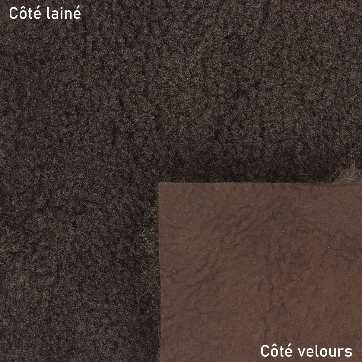 Cuir à fourrure bouclé marron chocolat avec dos en velours marron. Cuir doux et souple idéal pour la conception de vêtements, sacs, bourses, bottes, chaussons, costumes...