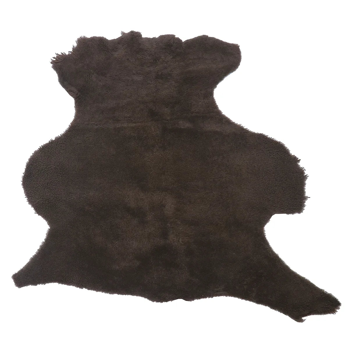 Peau entière en cuir de mouton lainé frisé couleur marron chocolat