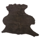 Peau entière en cuir de mouton lainé frisé couleur marron chocolat