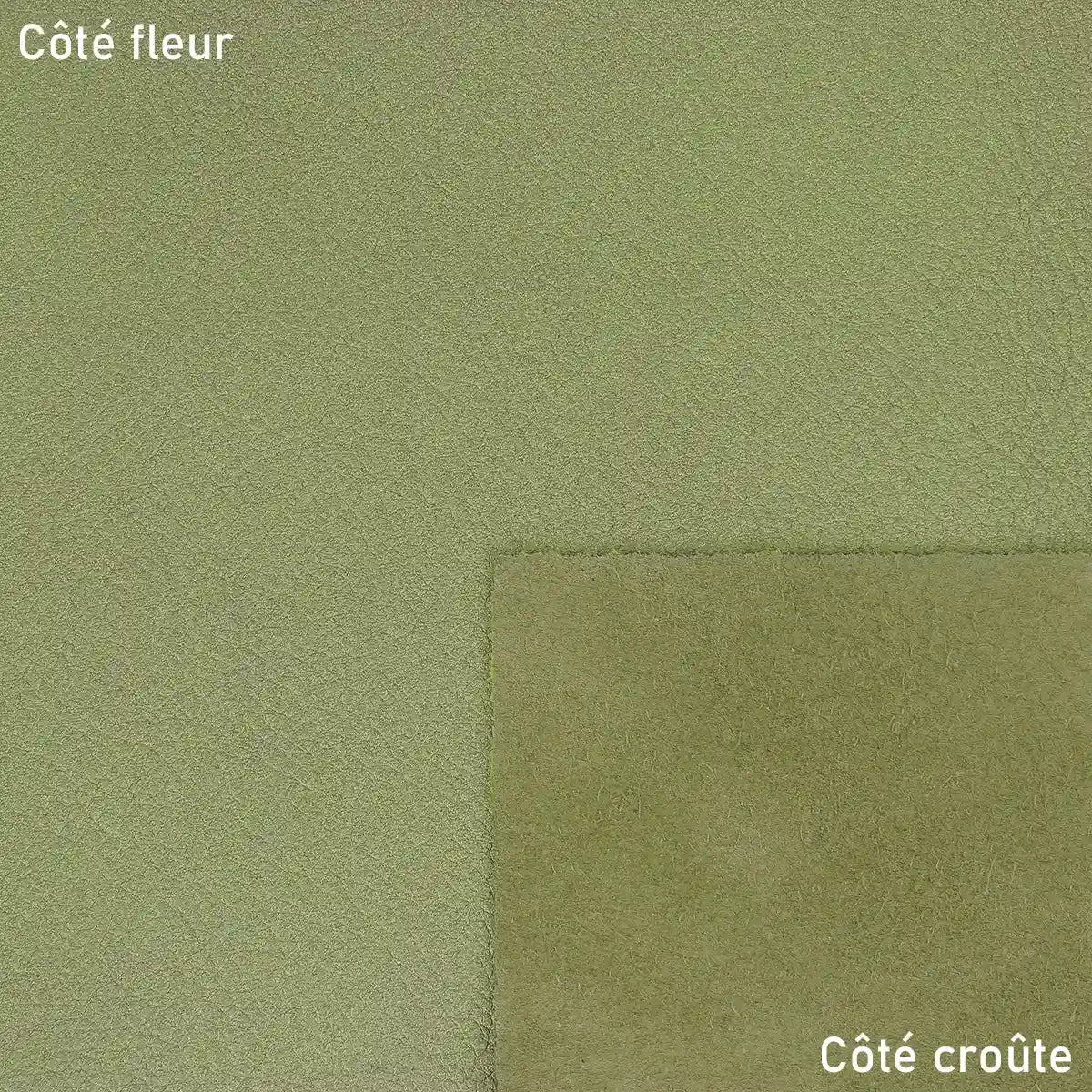 Cuir de vachette métallisé couleur vert citron avec des reflets dorés. Idéal pour donner de l'originalité et de la brillance à vos créations