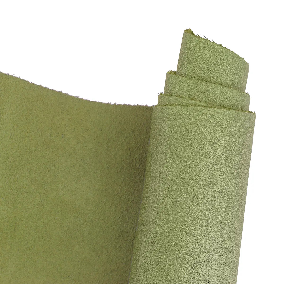 Peau de cuir métallisé vert zircon. Cuir de vachette brillant de 1,6 mm d'épaisseur