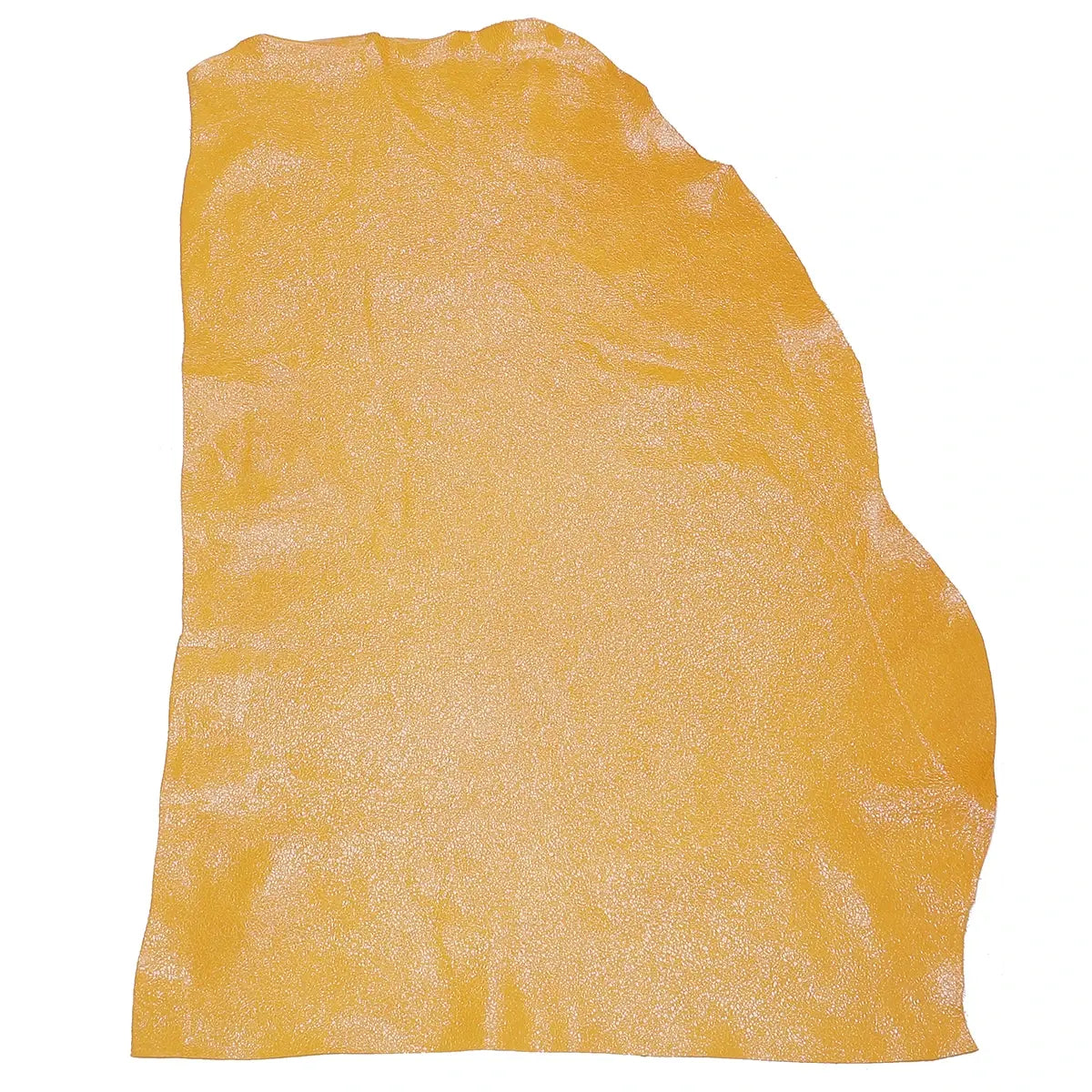 Peau entière en cuir de taurillon jaune effet craquelé verni