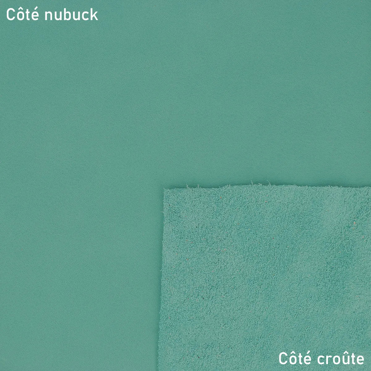 Peau de cuir nubuck ciré couleur bleu vert turquoise idéal pour créer des pièces de maroquineries, accessoires et décoration