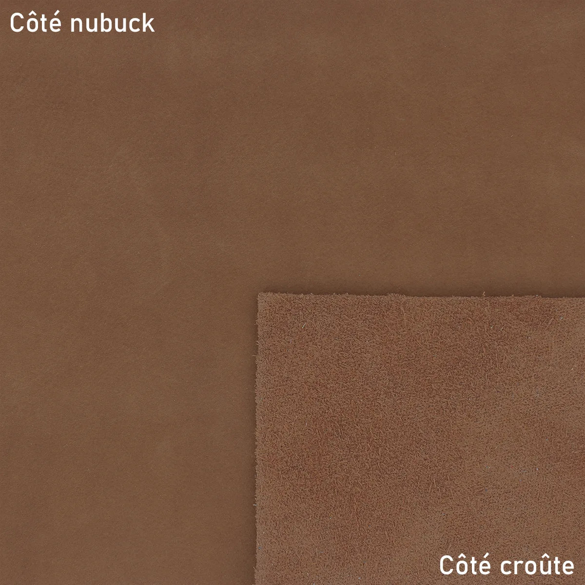 Cuir de vachette nubuck ciré marron clair. Cuir soyeux et souple idéal pour la création de maroquinerie, accessoire et décoration
