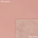 Cuir nubuck couleur rose clair pour réaliser de la maroquinerie (sac, pochette…), accessoire et objet de décoration.